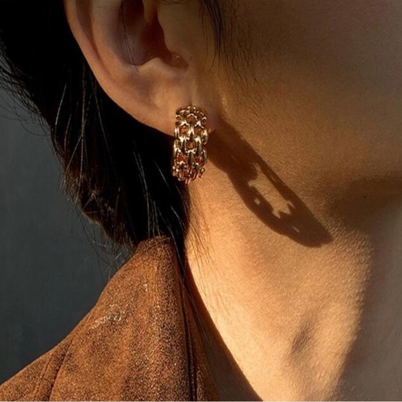 Chain link thick SABRINA mini hoop earrings Gold - Picture 1 of 7